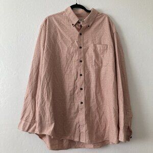 LL Bean Checkered Flannel Long Sleeve Button Down Shirt Pink Outdoors Mens XXL